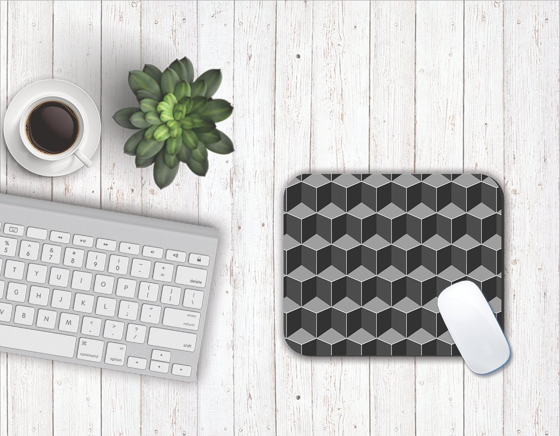 Fantaboy Black Geometric Print Mouse Pad